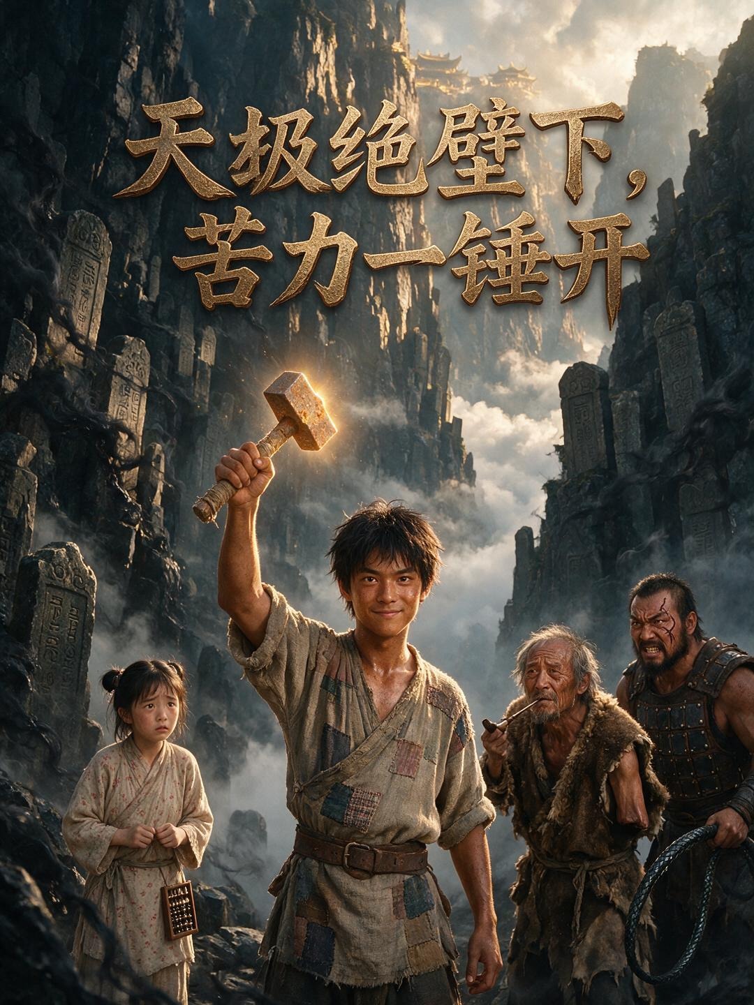 天断绝壁下,苦力一锤开